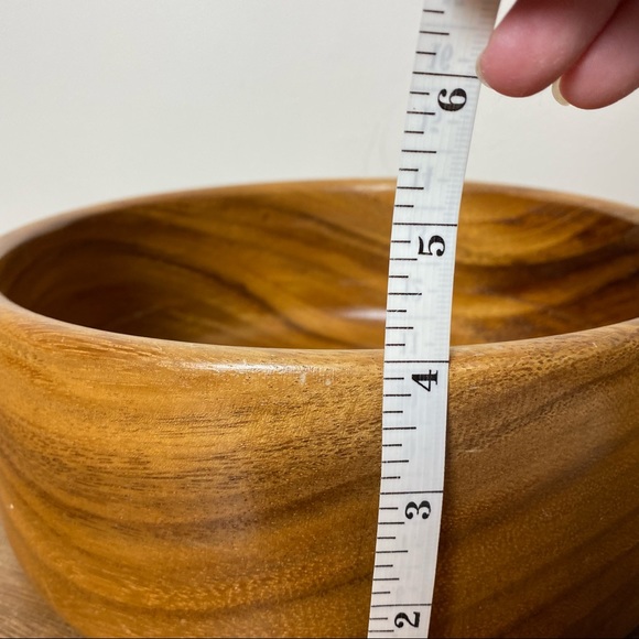 Mid Century Teak Chip & Dip Wood Bowls - Picture 9 of 10